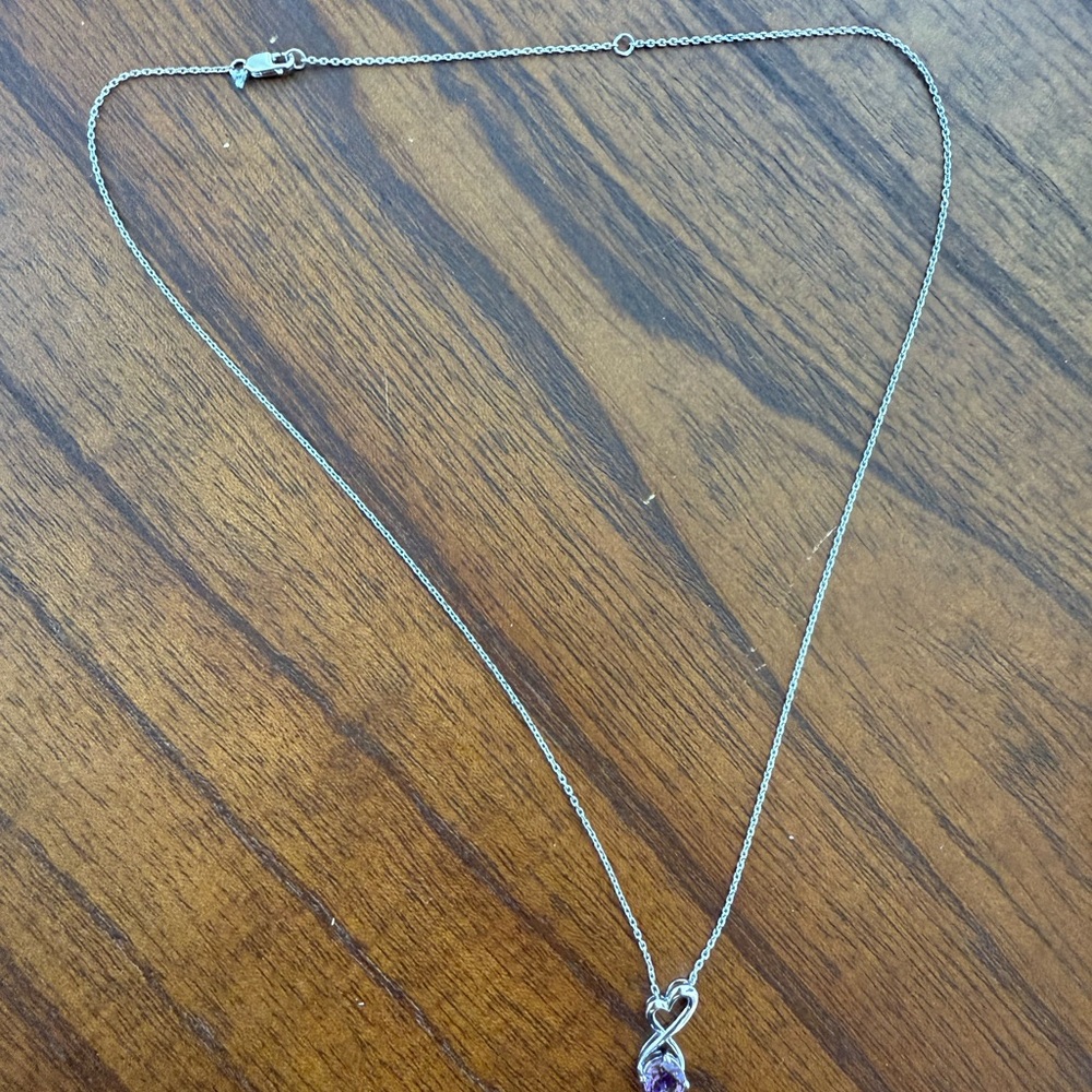 🆕 Amethyst and Heart Silver Necklace - Picture 4 of 7